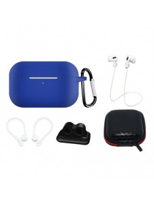 Silikonfodral för AirPods Pro 2 / AirPods Pro 1 + Fodral / Öronkrok / Nackrem / Klockarmbandshållare / Karbinhake - blå