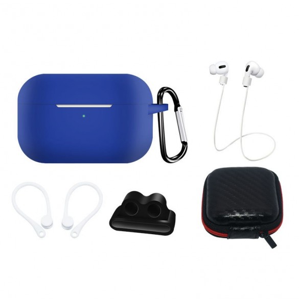 Silikonfodral för AirPods Pro 2 / AirPods Pro 1 + Fodral / Öronkrok / Nackrem / Klockarmbandshållare / Karbinhake - blå
