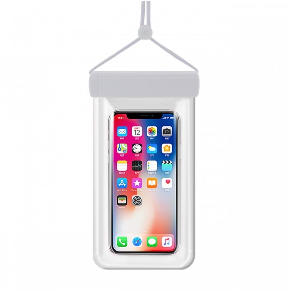 Vattentätt telefonfodral 115 mm x 220 mm väska för poolen stranden vit