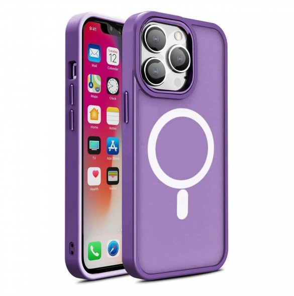 Bepansrat magnetiskt iPhone 14 Pro Max MagSafe Color Matt Fodral - lila