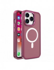 Bepansrat magnetiskt iPhone 14 Pro MagSafe Color Matte Fodral - vinröd
