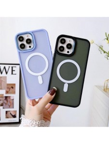Bepansrat magnetiskt iPhone 14 MagSafe Color Matt Fodral - vinröd