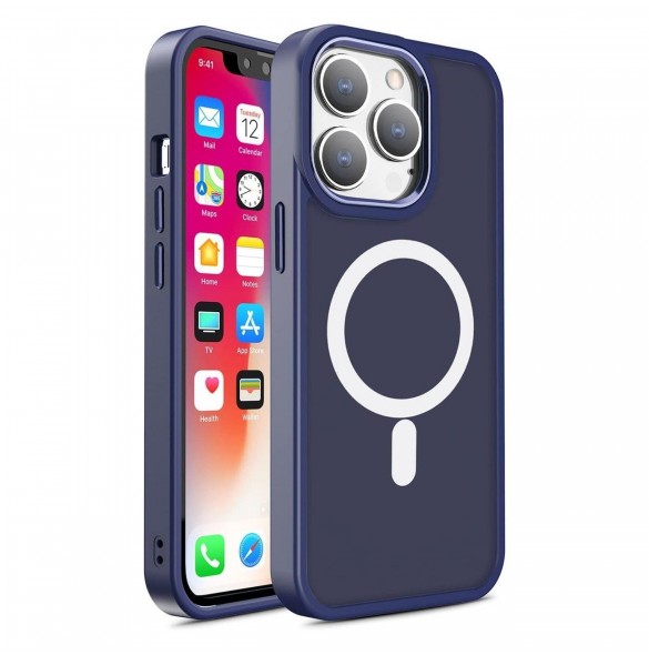 Bepansrat magnetiskt iPhone 13 Pro MagSafe Color Matt Fodral - blå