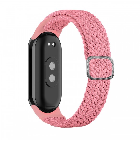 Flätad tygrem Xiaomi Mi Band 8 armbandsarmband - rosa