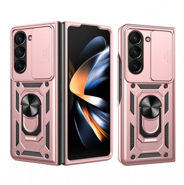 Hybrid Armor Camshield-fodral för Z Fold 5 5G med kameraskydd - Rosa