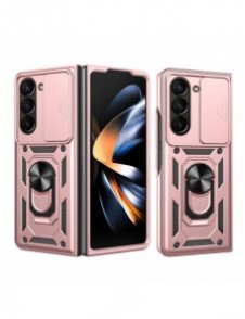 Hybrid Armor Camshield-fodral för Z Fold 5 5G med kameraskydd - Rosa