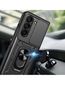 Hybrid Armor Camshield-fodral för Z Fold 5 5G med kameraskydd - Svart