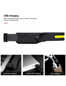 LED pannlampa med IPX4 rörelsesensor USB-C 1200 mAh - svart
