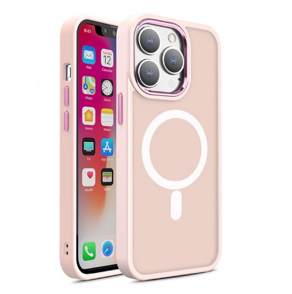 Magnetic Color Matte Fodral till iPhone 15 Pro Max - rosa