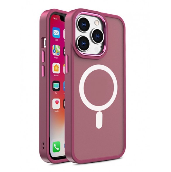 Magnetic Color Matte Fodral till iPhone 15 Plus - Burgundy