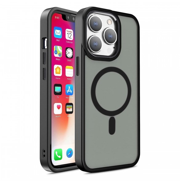 Magnetic Color Matte Fodral till iPhone 15 Plus - svart