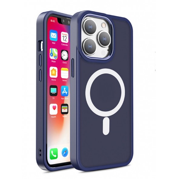 Magnetic Color Matte Fodral till iPhone 15 - marinblå