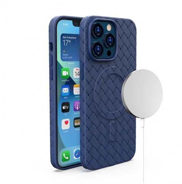 MagSafe Woven Fodral till iPhone 14 - marinblå