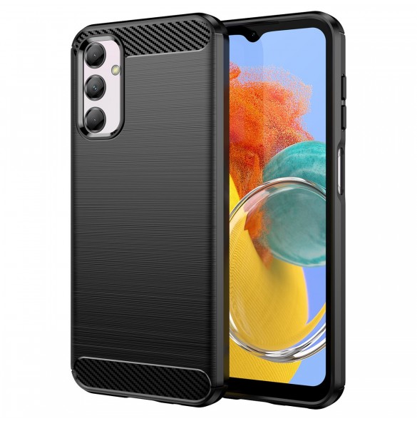 Flexibelt karbonmönsterfodral till Samsung Galaxy M14 Carbon Case - svart