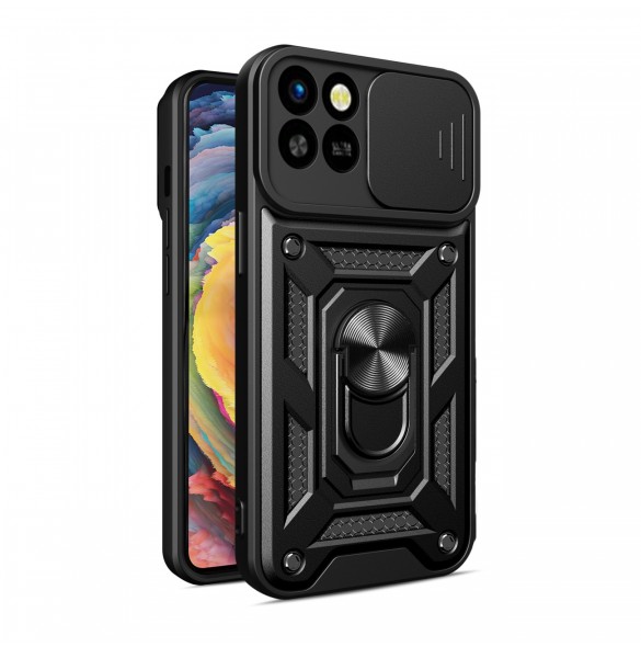 Hybrid Armor Camshield fodral till Infinix Smart 6 HD med kameraskydd - svart