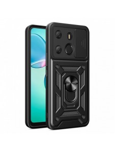 Hybrid Armor Camshield fodral till Tecno Pop 7 med kameraskydd - svart