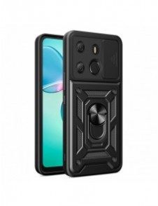 Hybrid Armor Camshield fodral till Tecno Pop 7 med kameraskydd - svart