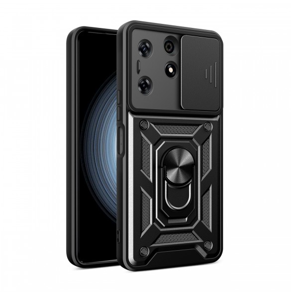 Hybrid Armor Camshield fodral till Tecno Spark 10 med kameraskydd - svart