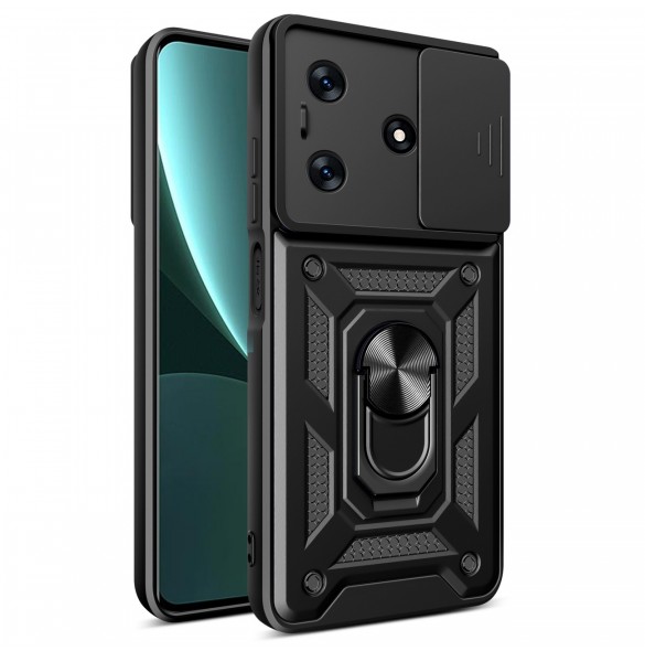 Hybrid Armor Camshield-fodral till Tecno Spark 10 Pro med kameraskydd - svart
