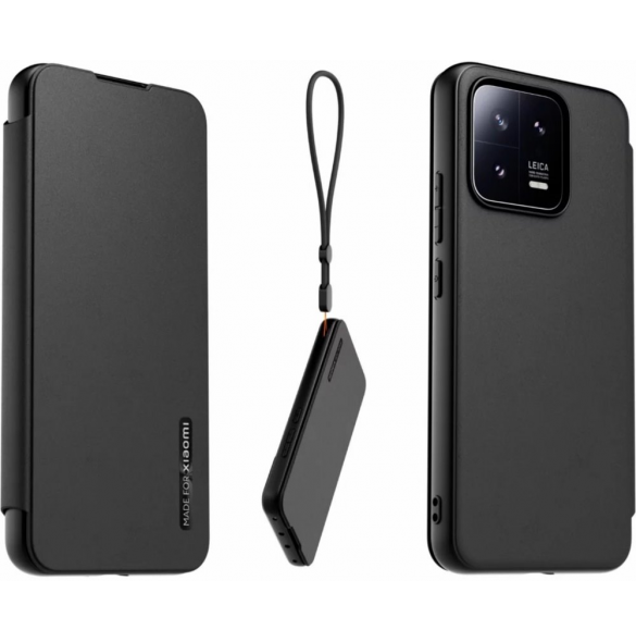 Gjord för Xiaomi bokfodral med halsband för Xiaomi 13 Black