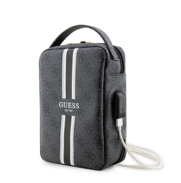 Guess PU 4G Printed Stripes Travel Universalväska Svart