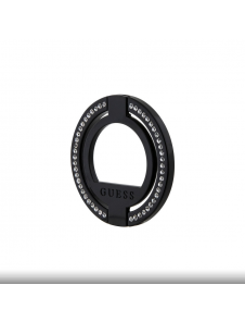 Guess - Magsafe Ringställ Med Präggad Logo Och Rhinestenes - Svart