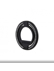 Guess - Magsafe Ringställ Med Präggad Logo Och Rhinestenes - Svart
