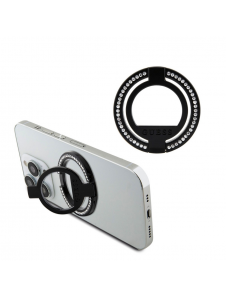 Guess - Magsafe Ringställ Med Präggad Logo Och Rhinestenes - Svart