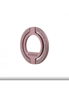 Guess - Magsafe Ringställ Med Präggad Logo Och Rhinestenes - Rosa