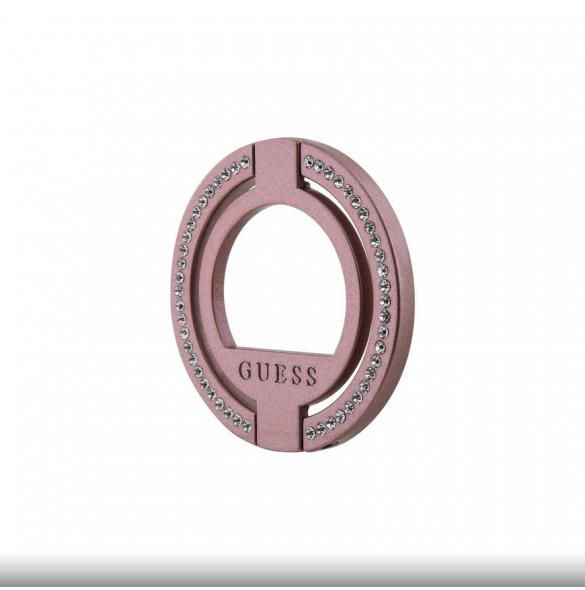 Guess - Magsafe Ringställ Med Präggad Logo Och Rhinestenes - Rosa