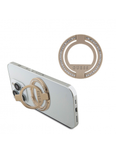 Guess - Magsafe Ringställ Med Präggad Logo Och Rhinestenes - Guld