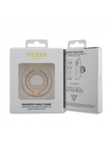 Guess - Magsafe Ringställ Med Präggad Logo Och Rhinestenes - Guld