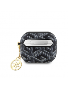 Airpods 3 Guess - Airpods-fodral Pu G Kub Och Guld Metalllogo Klassisk Med Charm - Svart