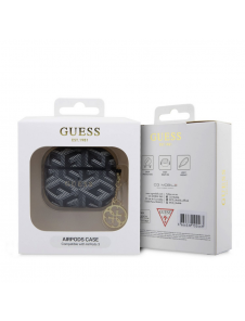 Airpods 3 Guess - Airpods-fodral Pu G Kub Och Guld Metalllogo Klassisk Med Charm - Svart