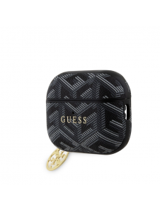 Airpods Pro 2 Guess - Airpods-fodral Pu G Kub Och Guld Metalllogo Classic Med Charm - Svart