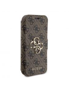 Iphone 15 Pro Max Guess - Pu Läder 4g Folio Fodral Big Metal Logo - Brunt