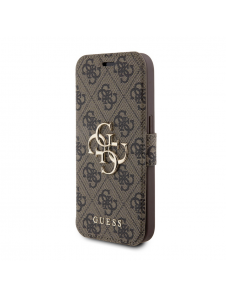 Iphone 15 Pro Guess - Pu Läder 4g Folio Fodral Big Metal Logo - Brunt