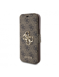 Iphone 15 Guess - Pu Läder 4g Foliofodral Big Metal Logo - Brunt