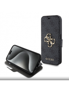 Iphone 15 Pro Max Guess - Pu Läder 4g Folio Fodral Big Metal Logo - Grå