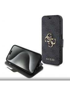 Iphone 15 Pro Max Guess - Pu Läder 4g Folio Fodral Big Metal Logo - Grå