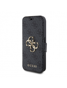 Iphone 15 Pro Max Guess - Pu Läder 4g Folio Fodral Big Metal Logo - Grå