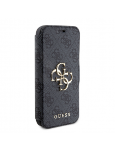 Iphone 15 Pro Max Guess - Pu Läder 4g Folio Fodral Big Metal Logo - Grå