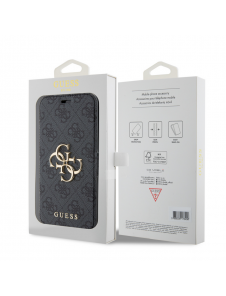 Iphone 15 Pro Guess - Pu Läder 4g Foliofodral Big Metal Logo - Grå