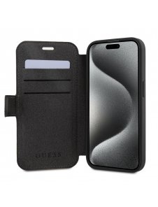 Iphone 15 Pro Guess - Pu Läder 4g Foliofodral Big Metal Logo - Grå