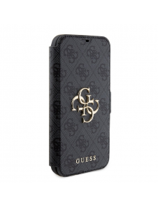 Iphone 15 Plus Guess - Pu Läder 4g Folio Fodral Big Metal Logo - Grå