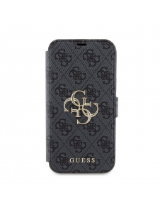 Iphone 15 Plus Guess - Pu Läder 4g Folio Fodral Big Metal Logo - Grå