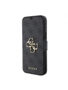 Iphone 15 Plus Guess - Pu Läder 4g Folio Fodral Big Metal Logo - Grå