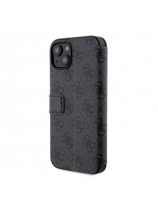Iphone 15 Plus Guess - Pu Läder 4g Folio Fodral Big Metal Logo - Grå