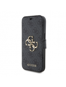 Iphone 15 Guess - Pu Läder 4g Folio Fodral Big Metal Logo - Grå