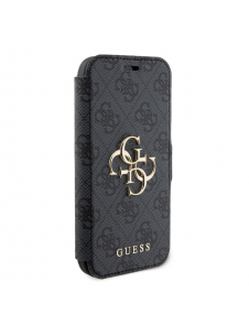 Iphone 15 Guess - Pu Läder 4g Folio Fodral Big Metal Logo - Grå